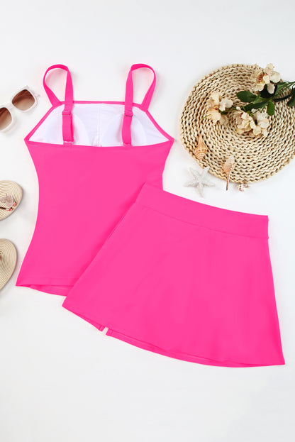 Square Neck Top and Skirt Swim Set