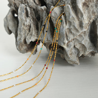 18K Gold-Plated Oil Drip Bead Necklace