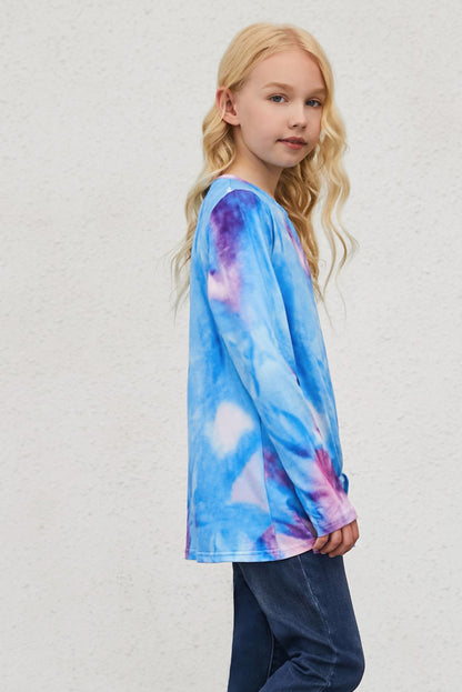 Girls Tie-Dye Twist Front Long Sleeve Top