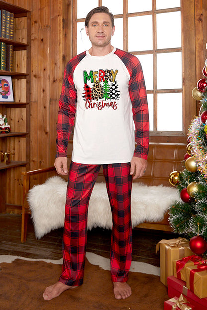 MERRY CHRISTMAS Graphic Top and Plaid Pants Set