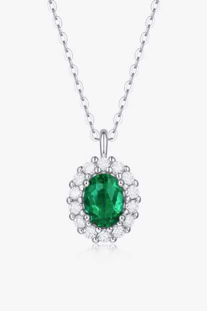 1.5 Carat Lab-Grown Emerald 925 Sterling Silver Necklace