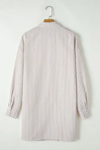 Striped Long Sleeve Mini Shirt Dress