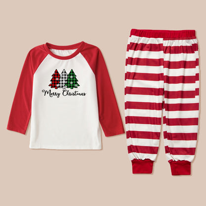 MERRY CHRISTMAS Graphic Top and Striped Pants Set