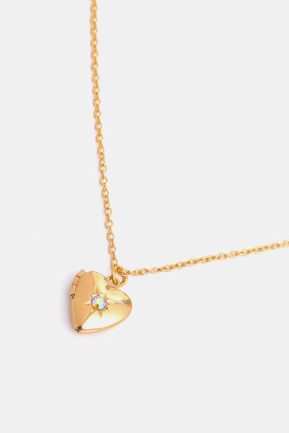 Zircon Heart Shape 14K Gold-Plated Pendant Necklace