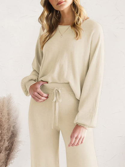 Long Sleeve Lounge Top and Drawstring Pants Set