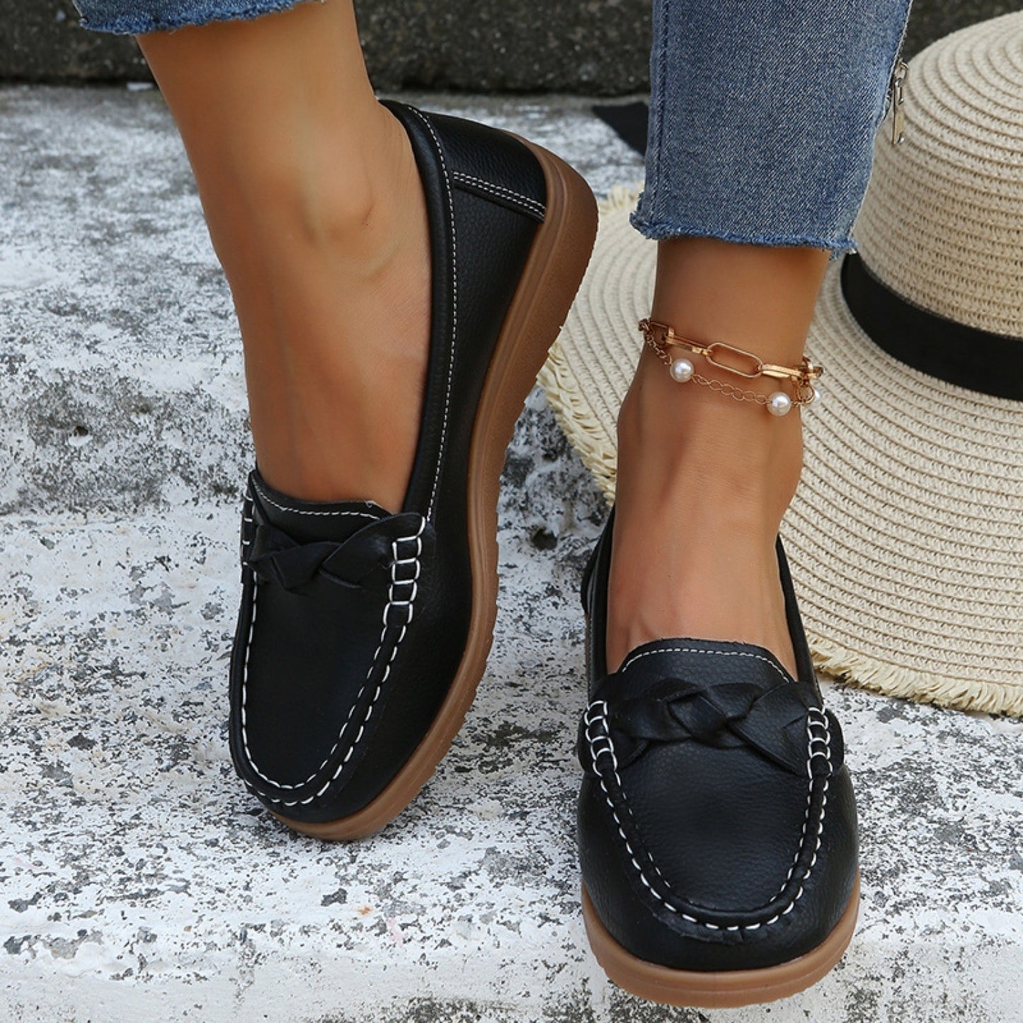 Weave Wedge Heeled Loafers