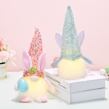 Easter Sequin Pointed Hat Faceless Gnome