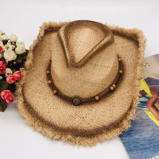 Raw Hem Wide Brim Straw Woven Hat