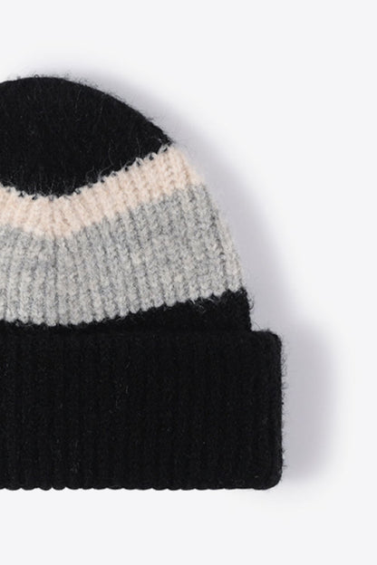 Tricolor Cuffed Knit Beanie