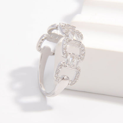 925 Sterling Silver Zircon Cutout Ring