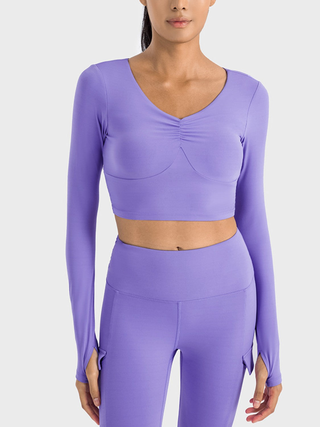 Millennia Ruched Cropped Long Sleeve Sports Top