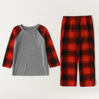 Raglan Sleeve Top and Plaid Pants Set