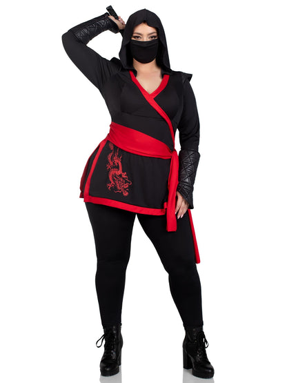 Ninja Assassin Hooded 4 Piece Plus Size Halloween Costume