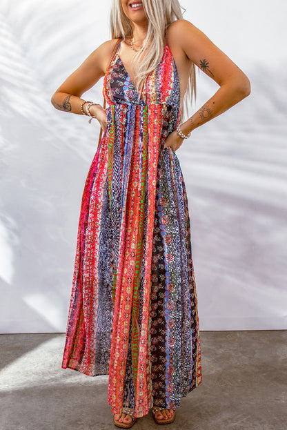 Printed Surplice Spaghetti Strap Dress