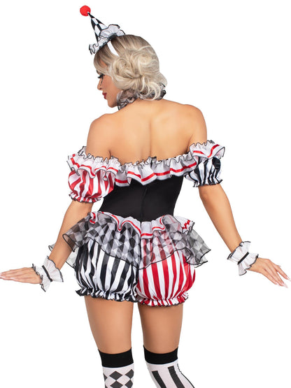 Darling Harlequin 4 Piece Halloween Clown Costume