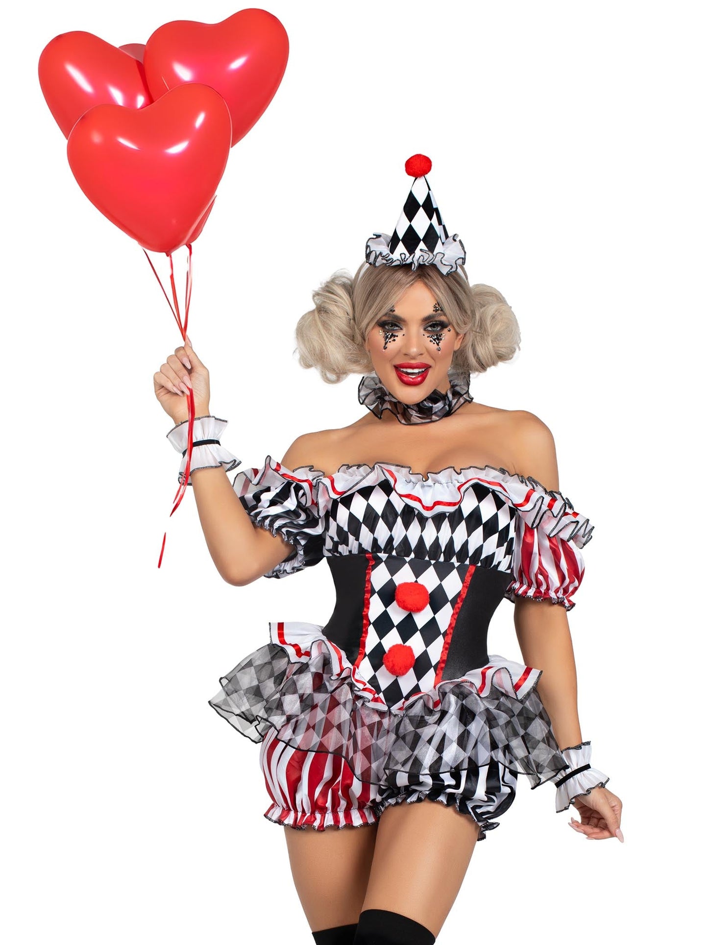 Darling Harlequin 4 Piece Halloween Clown Costume