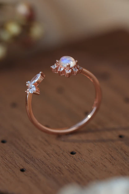 Moonstone 18K Rose Gold-Plated Open Ring