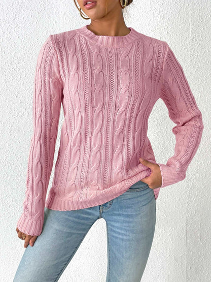 Cable-Knit Round Neck Sweater