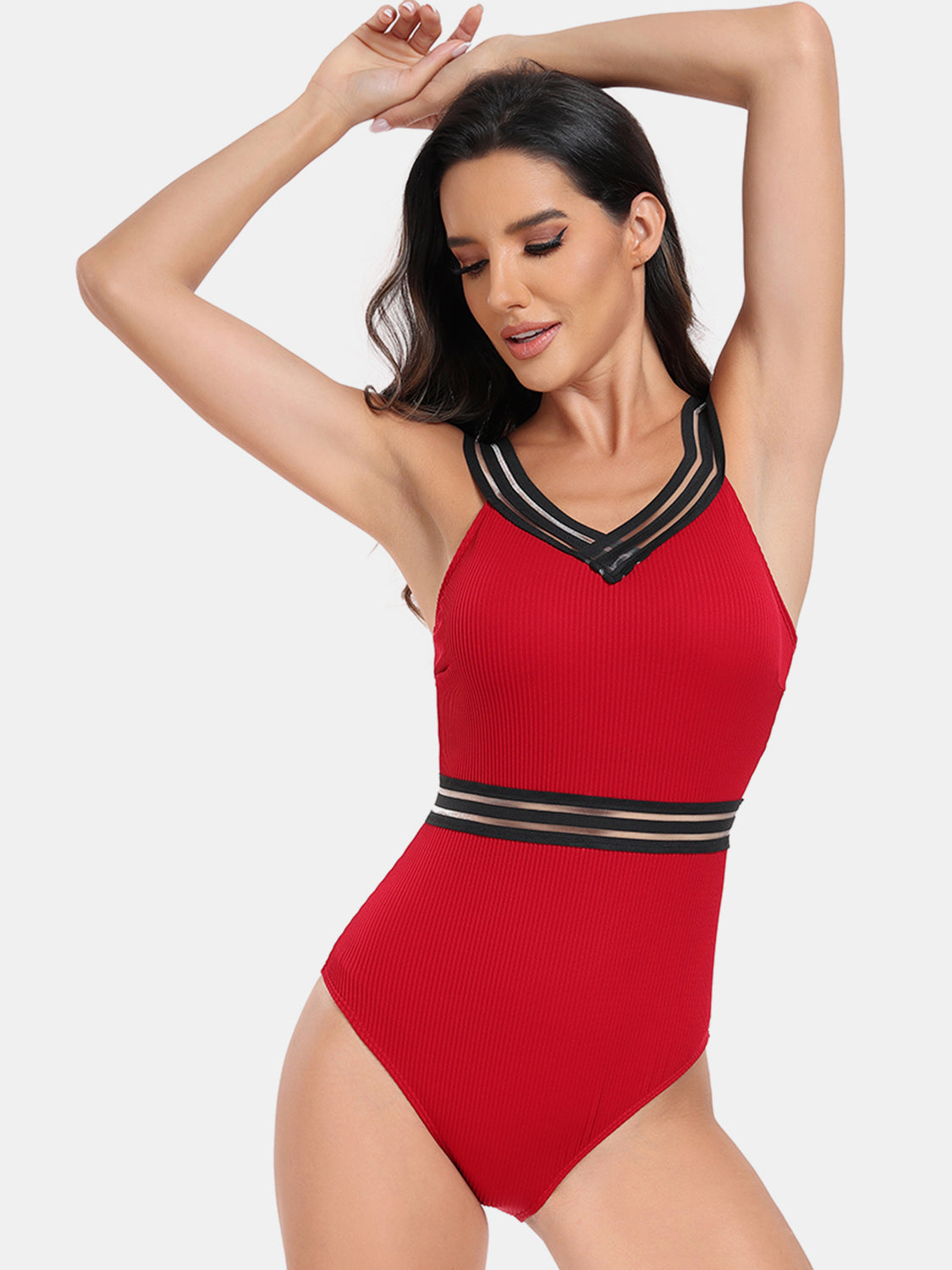 V-Neck One-Piece Swimwear