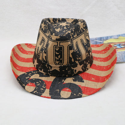 Printed Paper Cloth Wide Brim Hat