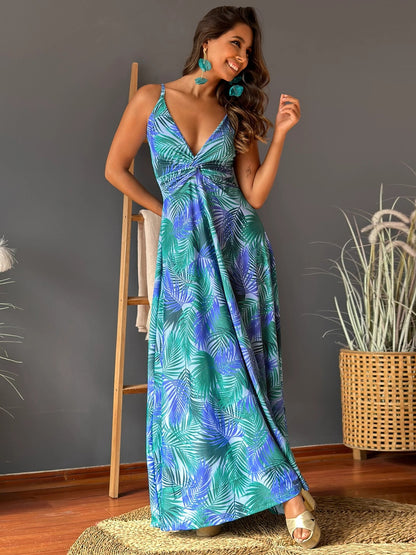 Twisted Printed V-Neck Cami Dress