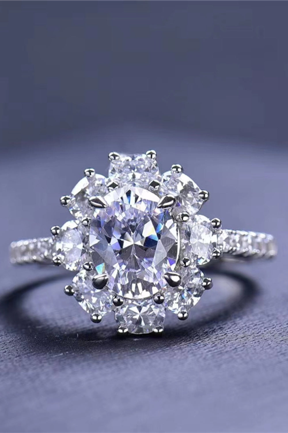 2 Carat Moissanite Floral 925 Sterling Silver Ring