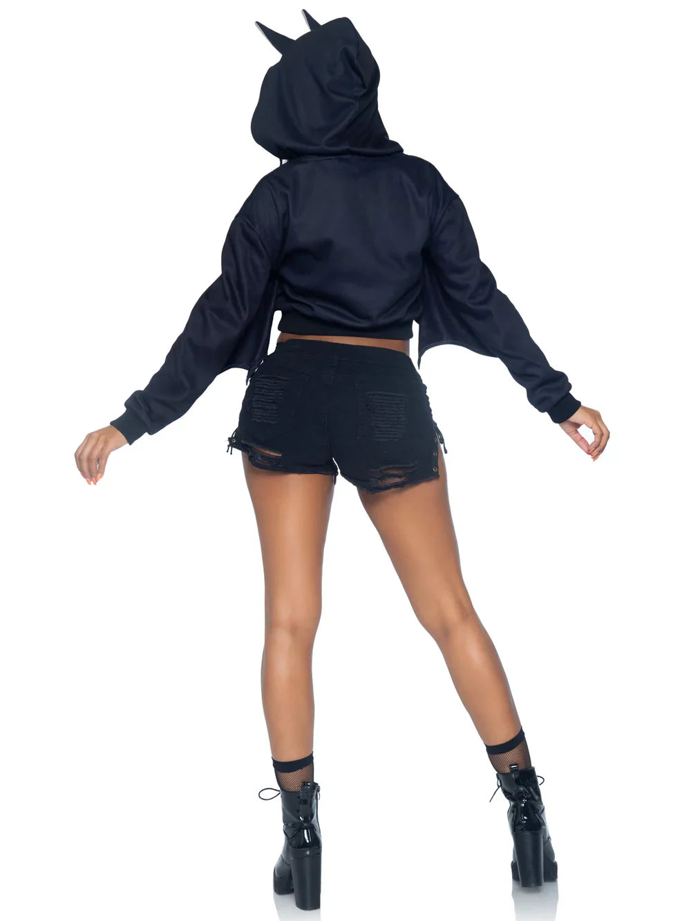 Bat Cropped Hoodie With Wings Halloween Costume