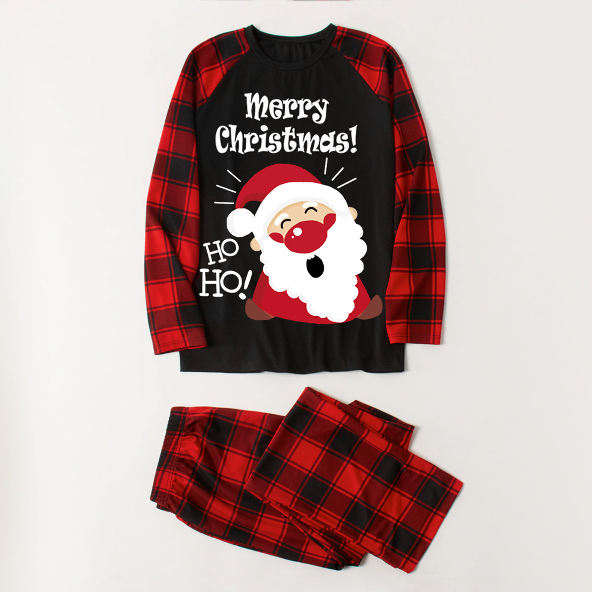 MERRY CHRISTMAS Graphic Top and Plaid Pants Set