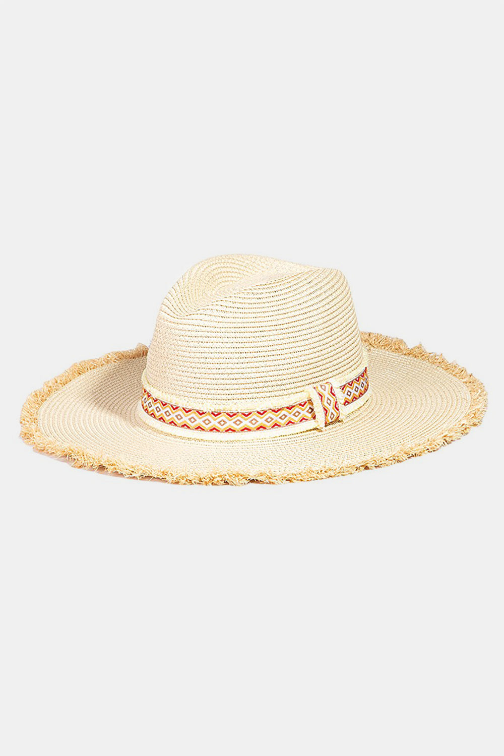 Fame Geometric Raw Hem Hat