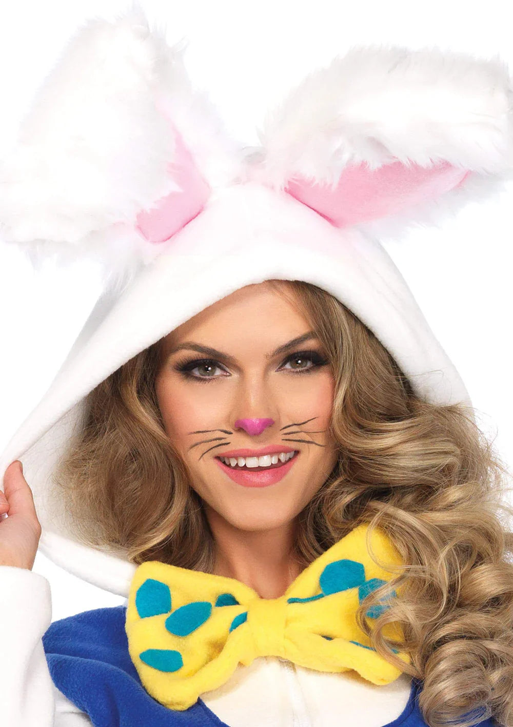 Cozy Womens Furry Hood White Rabbit Halloween Costume