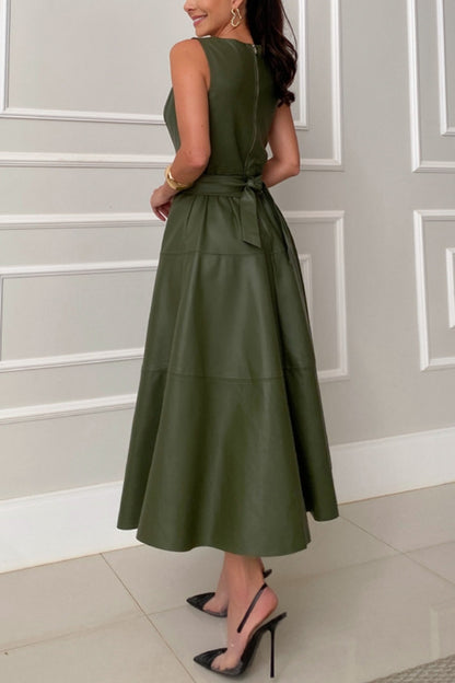 Round Neck Sleeveless Midi Dress