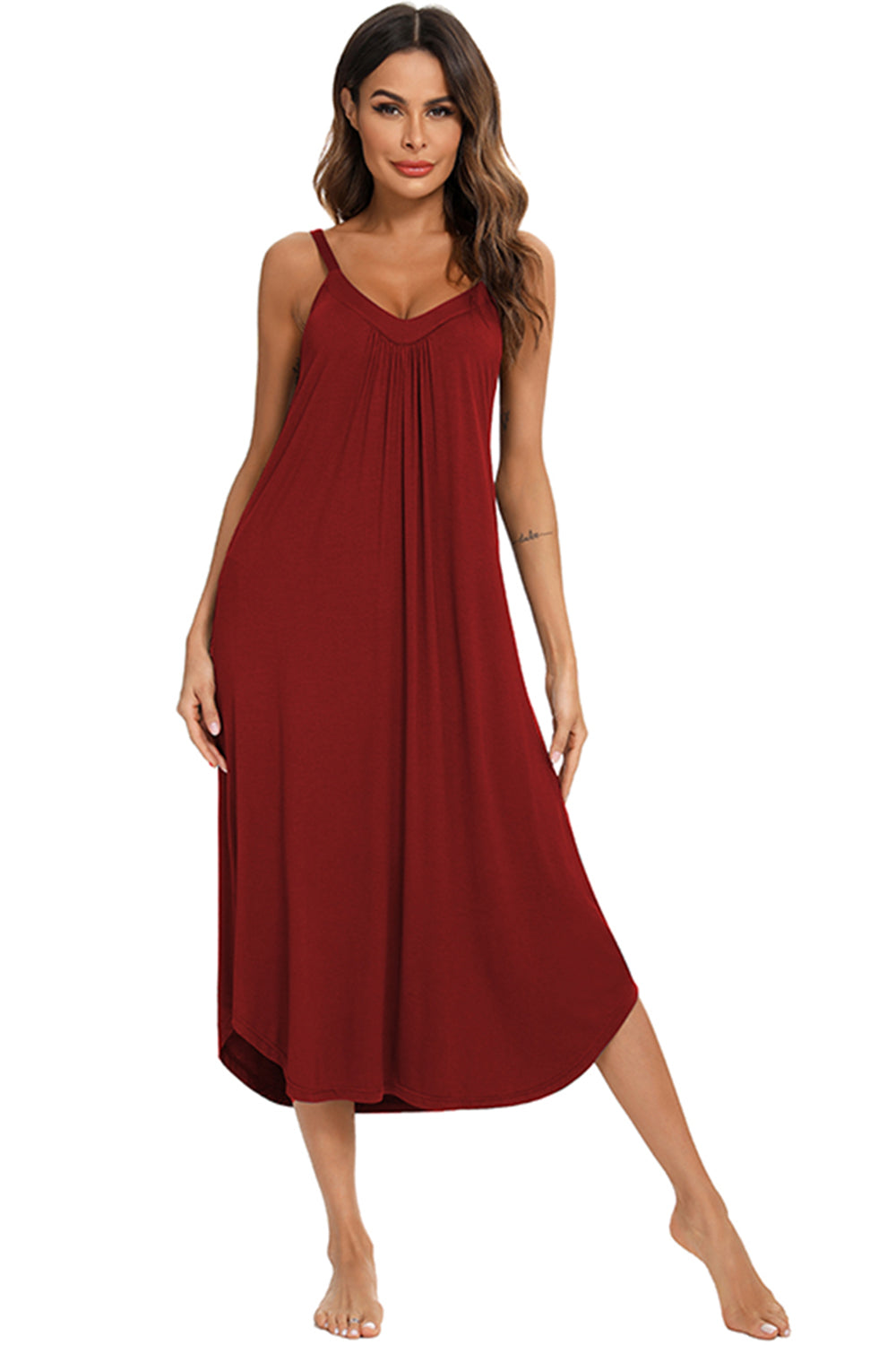 V-Neck Midi Lounge Dress