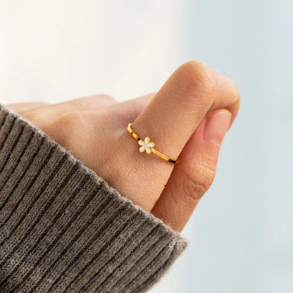 925 Sterling Silver Enamel Flower Ring