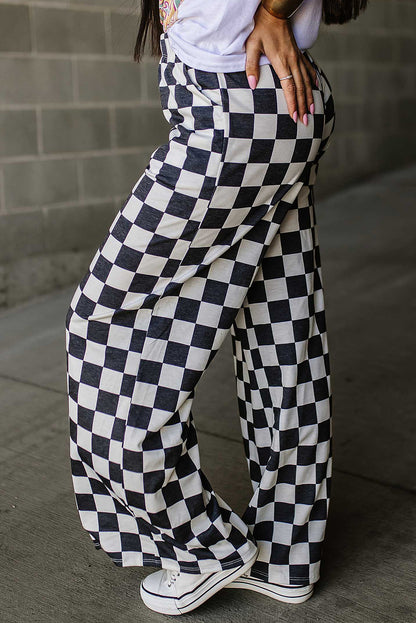 Checkered Wide Leg Pants