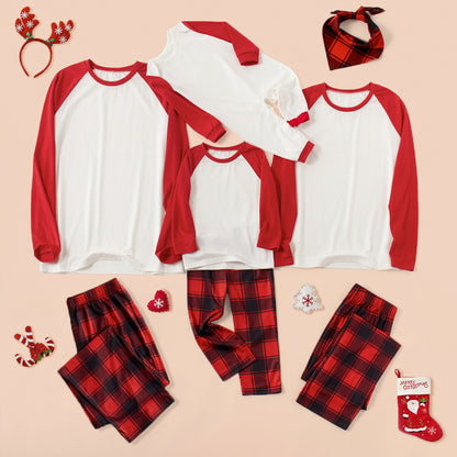 Raglan Sleeve Top and Plaid Pants Set