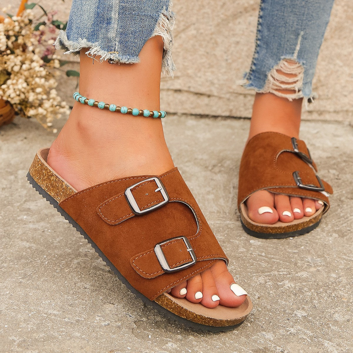 Metal Buckle Open Toe Sandals