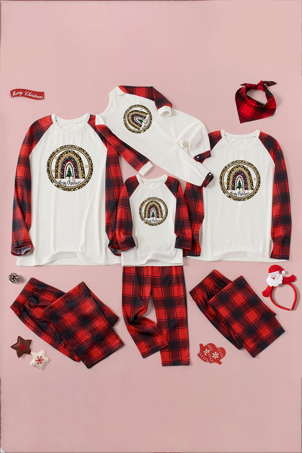 MERRY CHRISTMAS Graphic Top and Plaid Pants Set