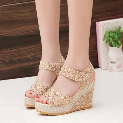 Lace Detail Open Toe High Heel Sandals