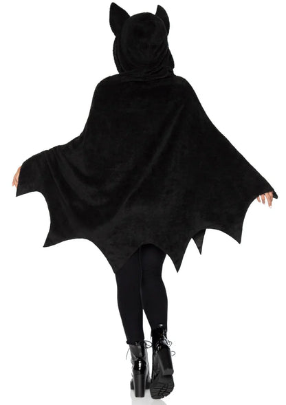 Womens Furry Bat Poncho Halloween Costume