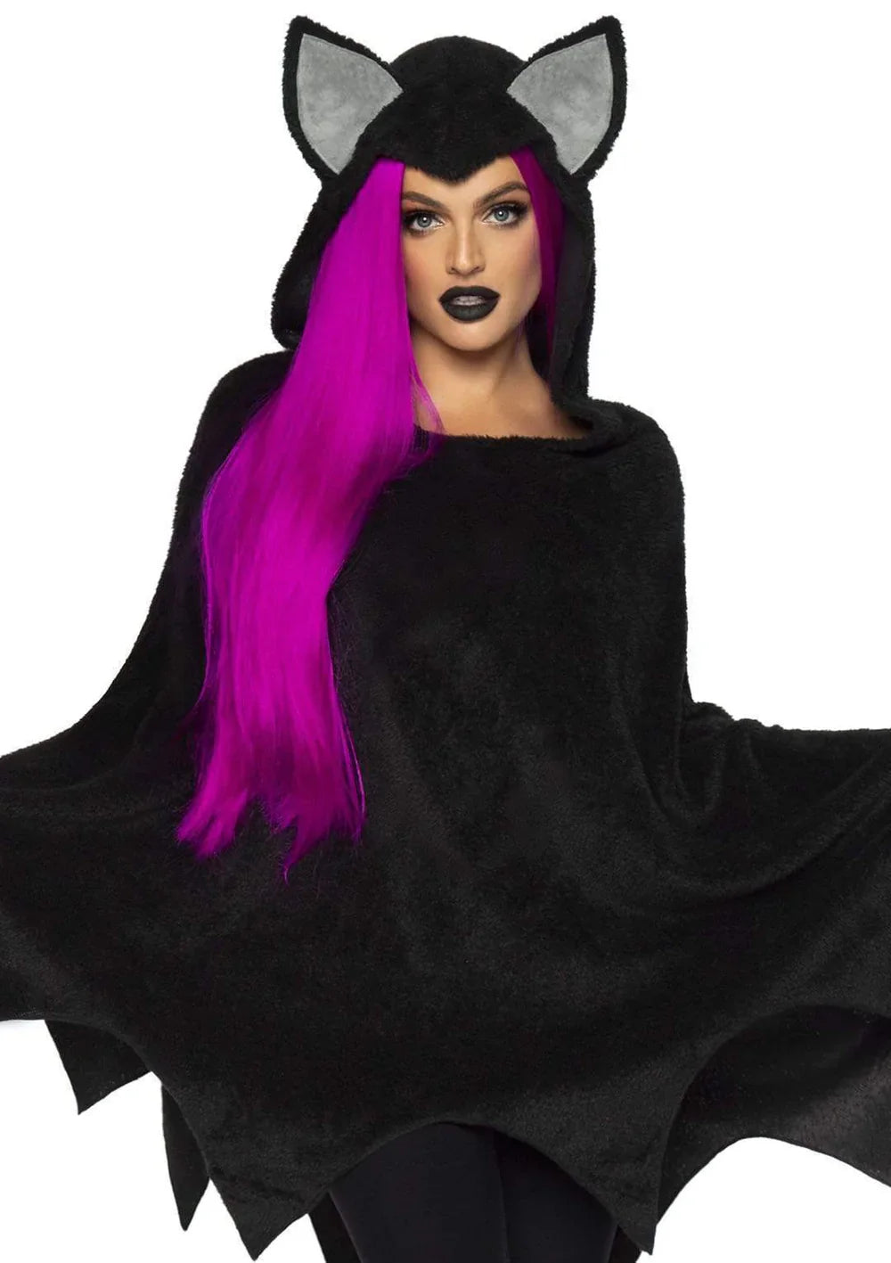 Womens Furry Bat Poncho Halloween Costume