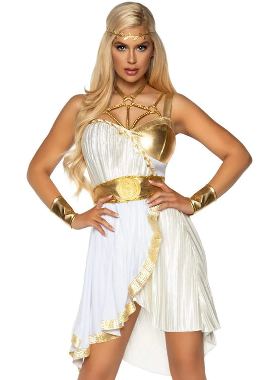 White Grecian Goddess 4 Piece Halloween Costume