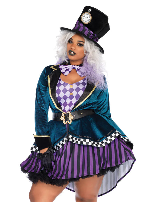 Delightful Mad Hatter Plus Size 4 PC Halloween Costume