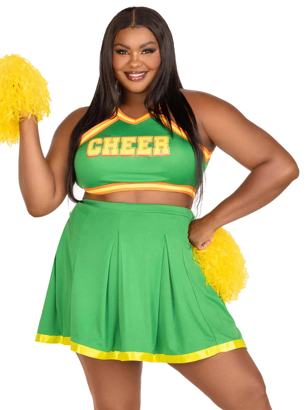 Bring It Baddie 3 Piece Halloween Cheerleader Plus Size Costume