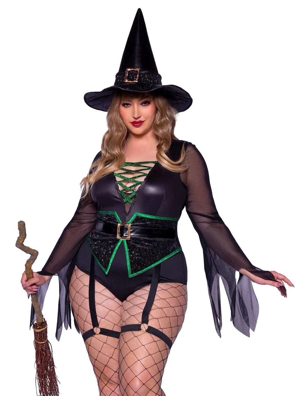 Broomstick Babe Witch 2 Piece Plus Size Halloween Costume