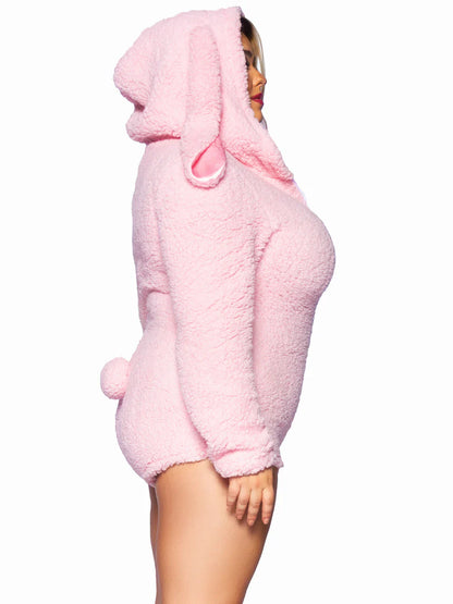 Pink Furry Cuddle Bunny Romper Plus Size Halloween Costume