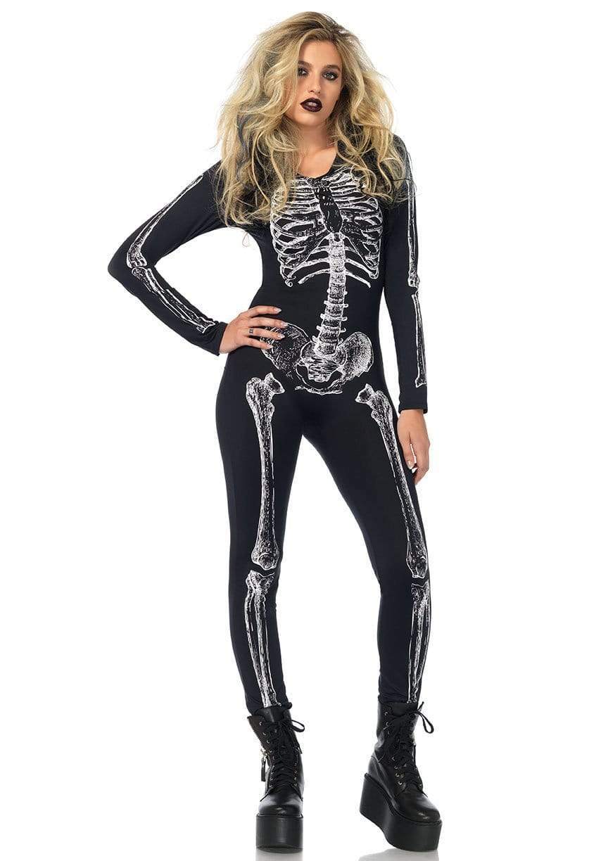 X-Ray Skeleton Catsuit with Zipper Halloween Costume