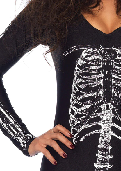 X-Ray Skeleton Catsuit with Zipper Halloween Costume