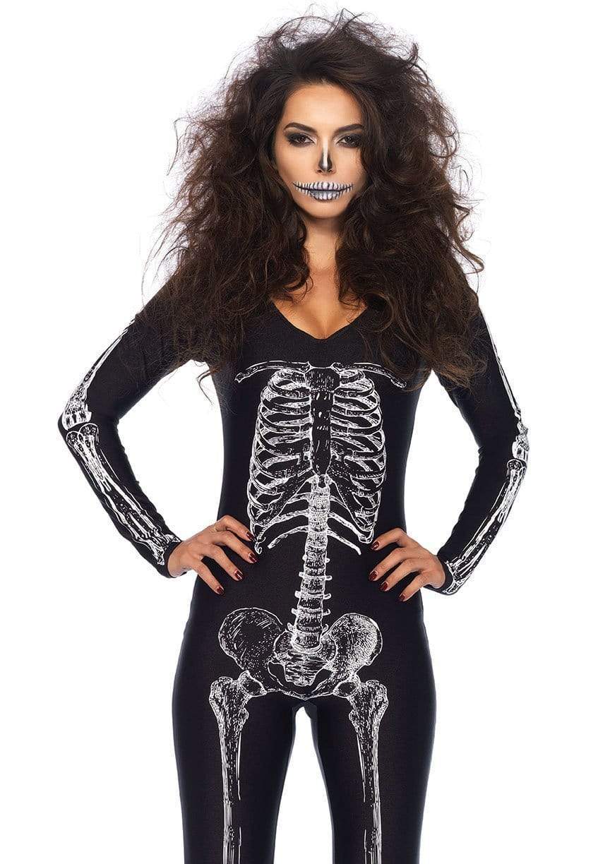 X-Ray Skeleton Catsuit with Zipper Halloween Costume