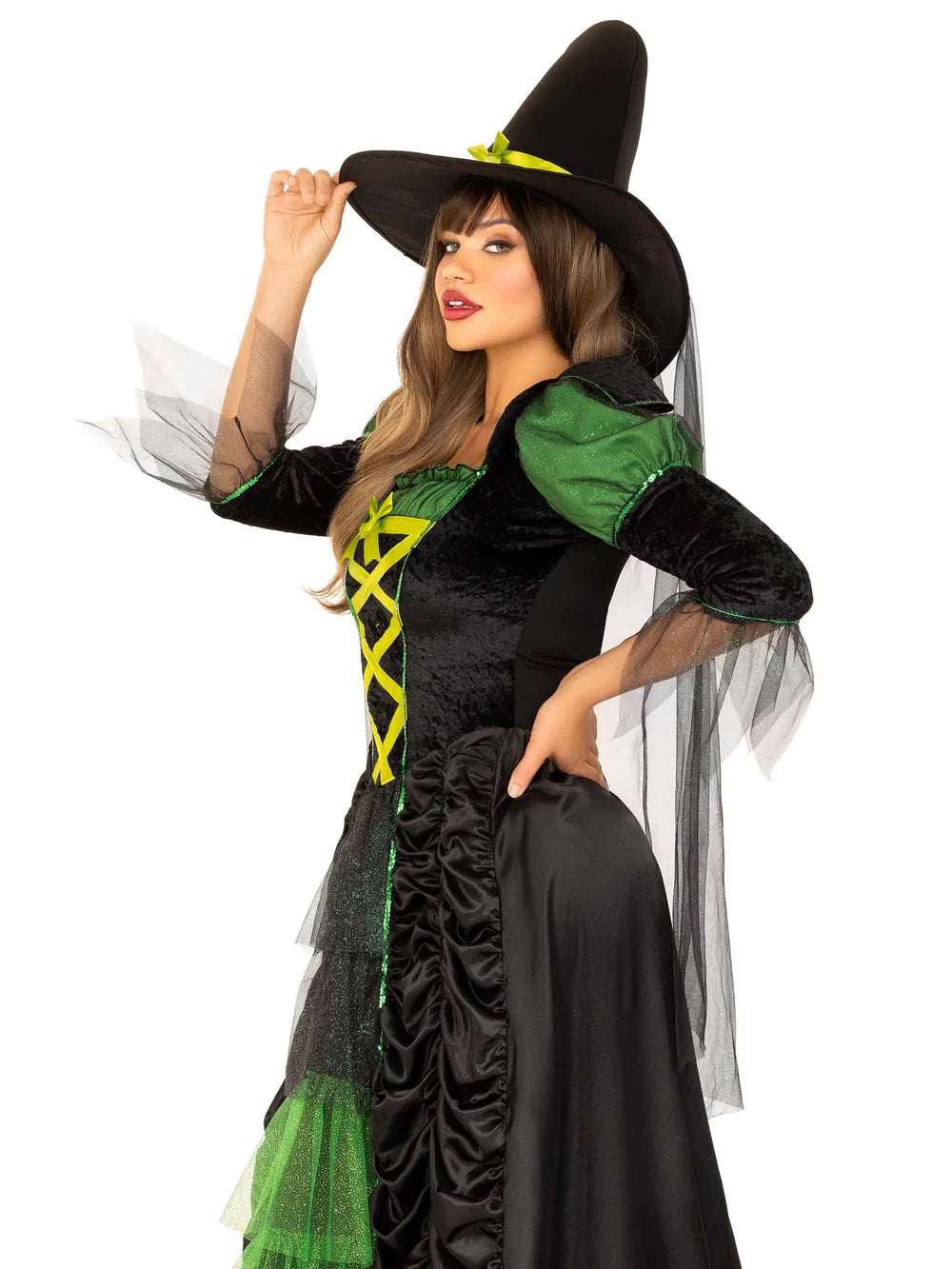 Green Ruched Women's Storybook Witch Halloween Costume