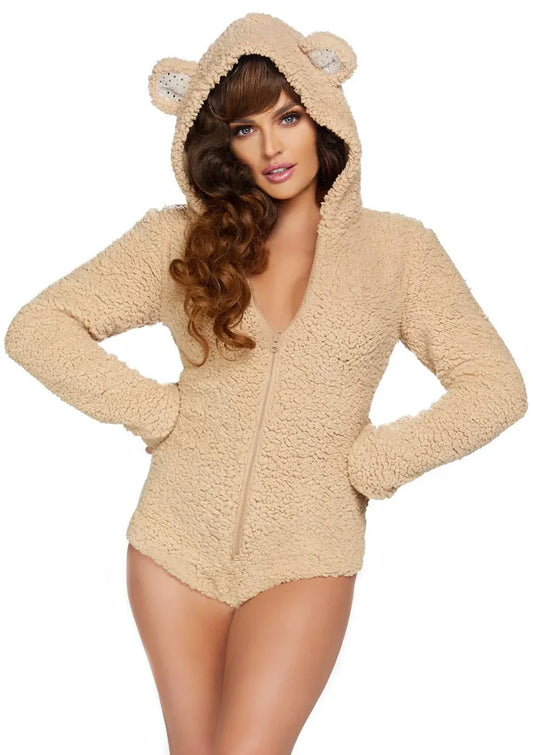 Furry Teddy Bear Hooded Romper Halloween Costume